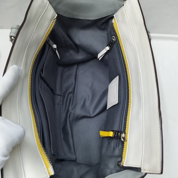 Coach Legacy Colorblock Candace Cream Leather Carryall Satchel Shoulder Bag - Picture 11 of 16